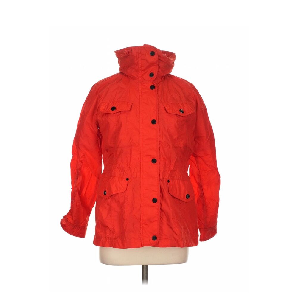 Michael Kors Red Orange Hooded Utility Rain Jacket Coat Large L